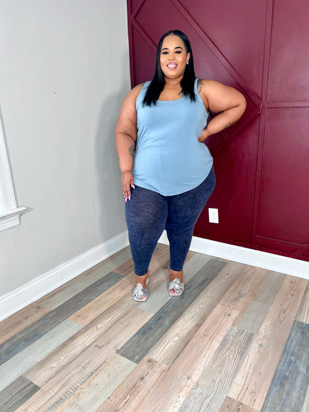 Curvy On My Way Mineral Wash Two Piece Set- BLUE GREY PREORDER WILL SHIP WEEK OF 5/13