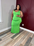 Curvy You See It Maxi Dress- LIME